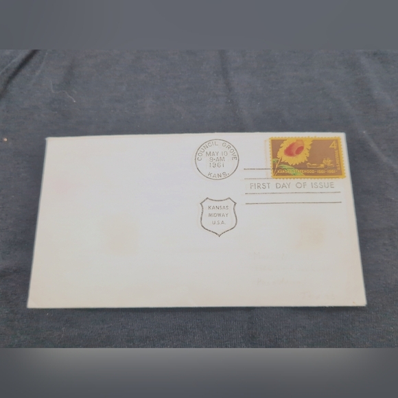 None Other - 1961 Kansas Statehood Stamp Vintage First Day of Issue Envelope